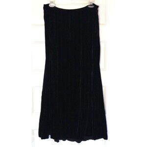 J Jill Skirt M Black Silk Maxi Burnout Crushed Velvet Elastic Waist Goth Witchy